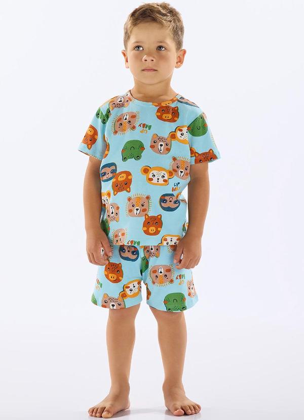 Vista 2 Pijama Infantil Camiseta e Bermuda Azul Up Baby Up Baby