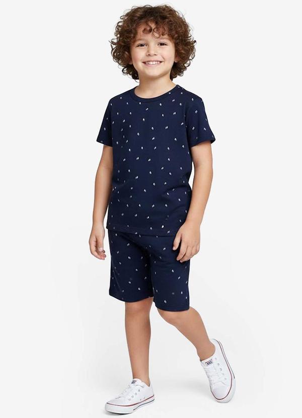 Pijama Infantil Camiseta e Bermuda Azul