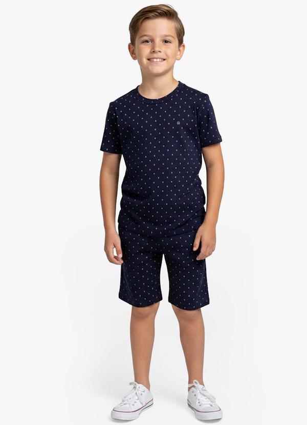 Pijama Infantil Camiseta e Bermuda Azul