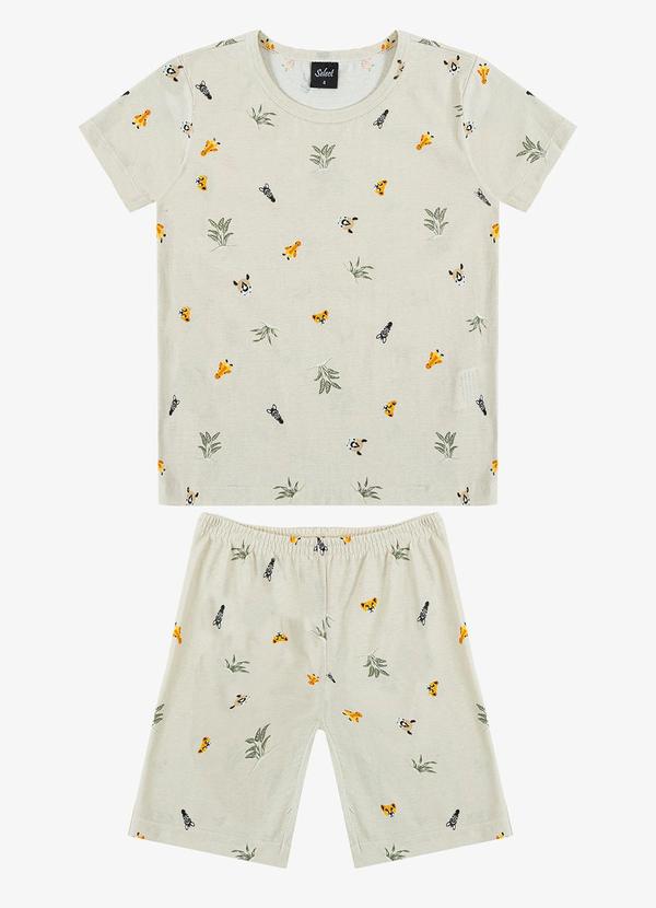 Pijama Infantil Camiseta e Bermuda Bege