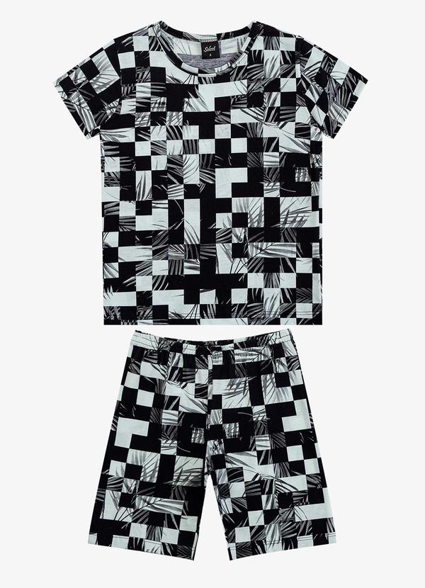 Pijama Infantil Camiseta e Bermuda Preto