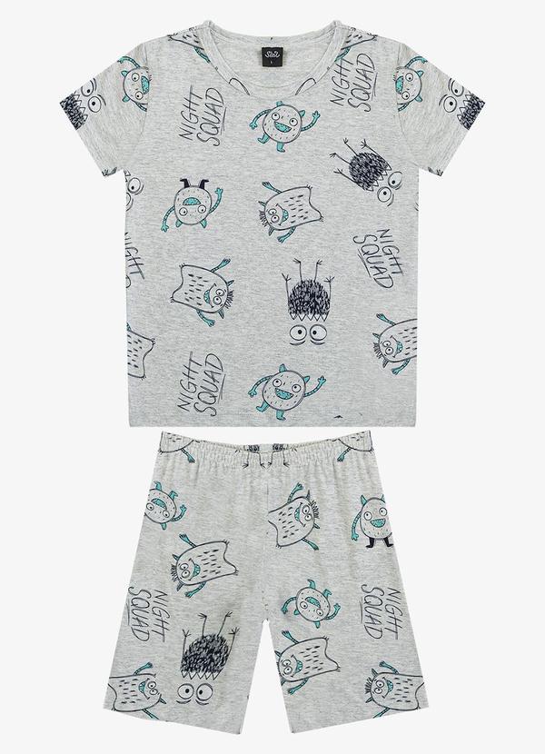 Vista 2 Pijama Infantil Camiseta e Bermuda Cinza Select Select