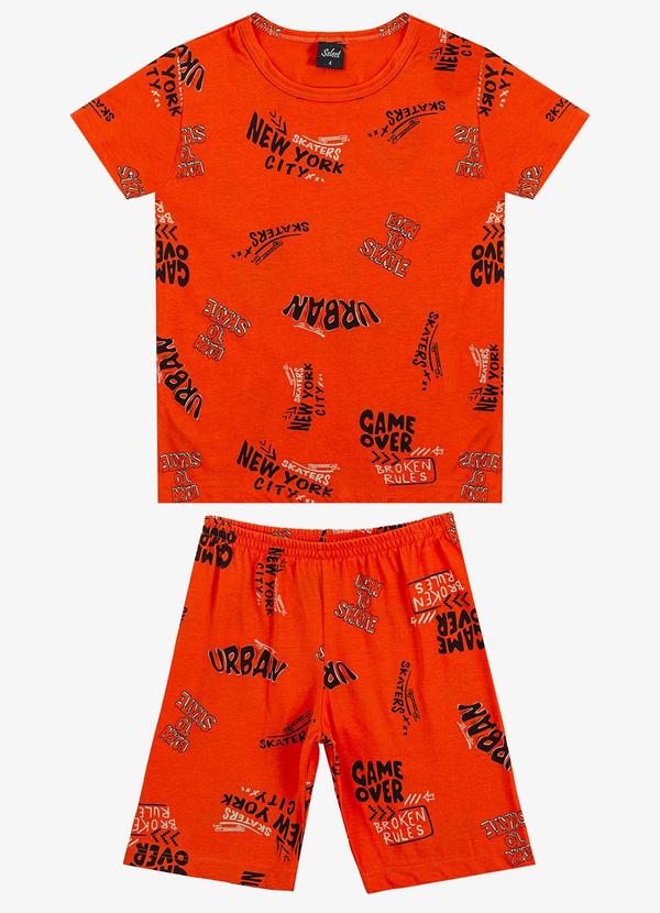 Vista 2 Pijama Infantil Camiseta e Bermuda Laranja Select Select