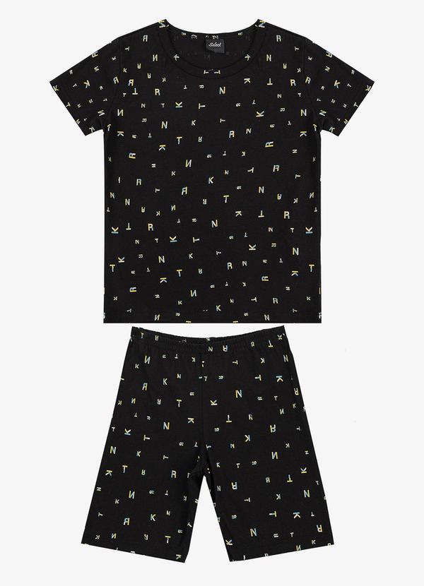 Pijama Infantil Camiseta e Bermuda Preto