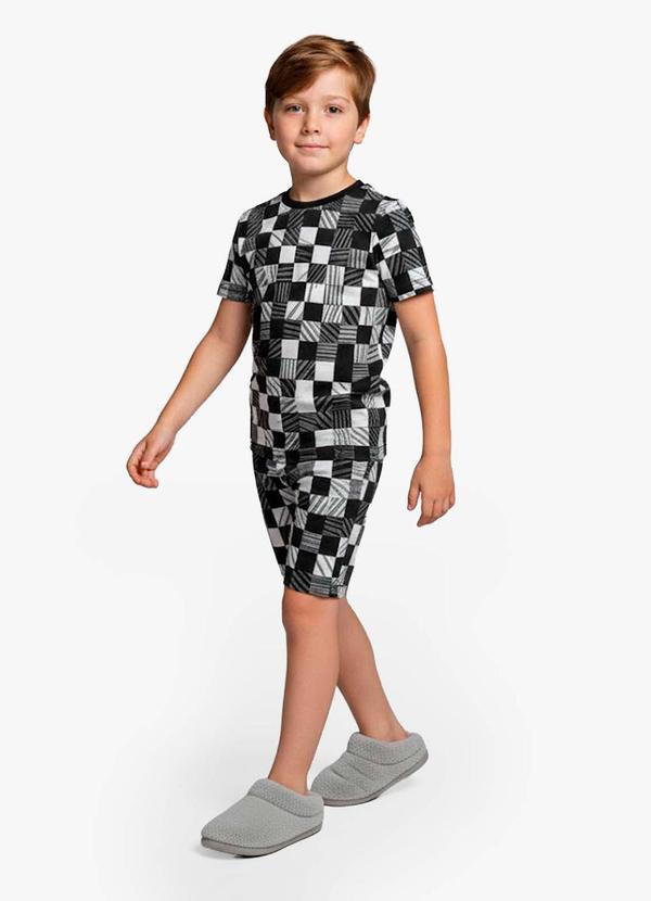 Pijama Infantil Camiseta e Bermuda Preto