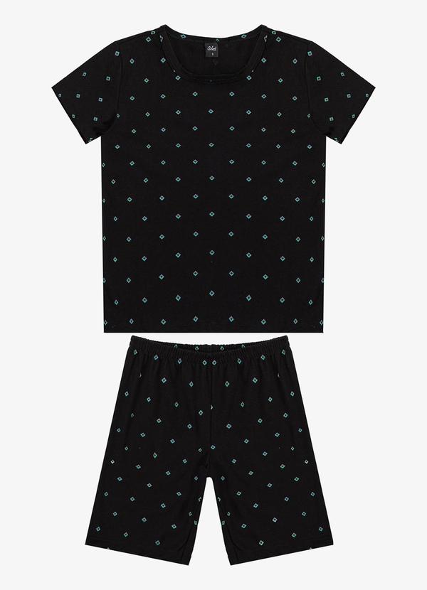 Vista 2 Pijama Infantil Camiseta e Bermuda Preto Select Select