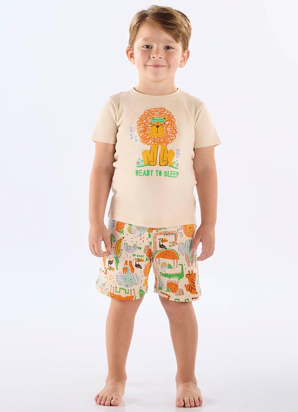 Pijama Infantil Camiseta e Bermuda Up Baby Bege
