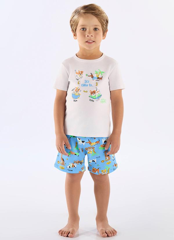 Pijama Infantil Camiseta e Bermuda Branco