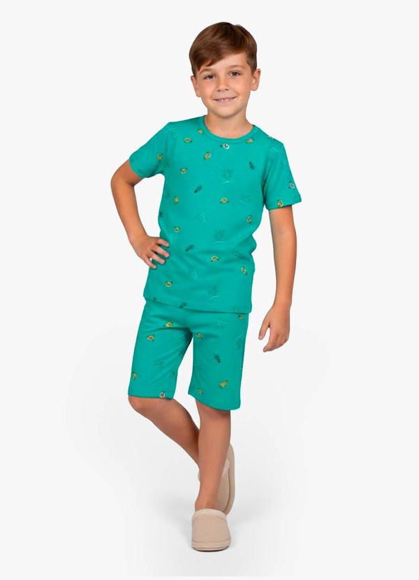 Pijama Infantil Camiseta e Bermuda Verde