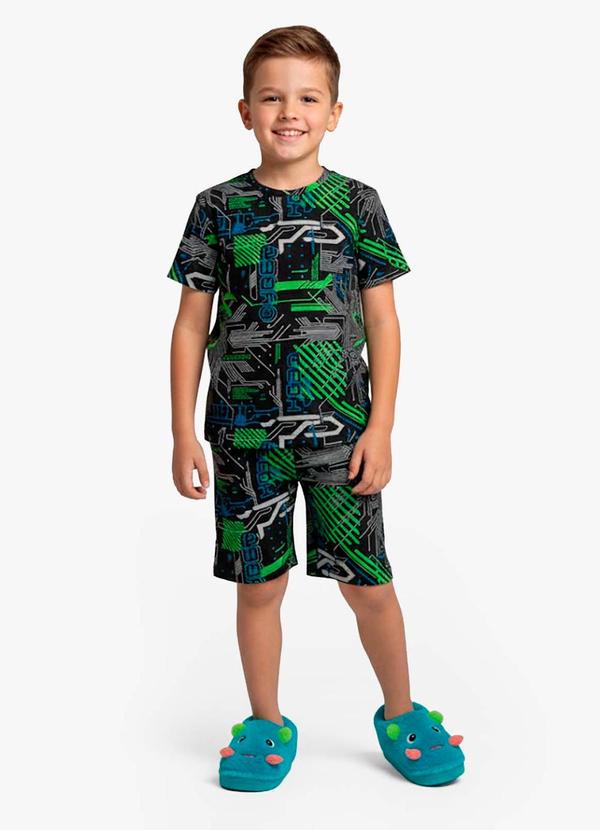 Pijama Infantil Camiseta e Bermuda Verde