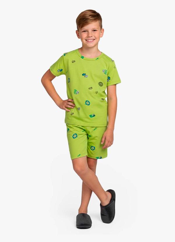 Pijama Infantil Camiseta e Bermuda Verde