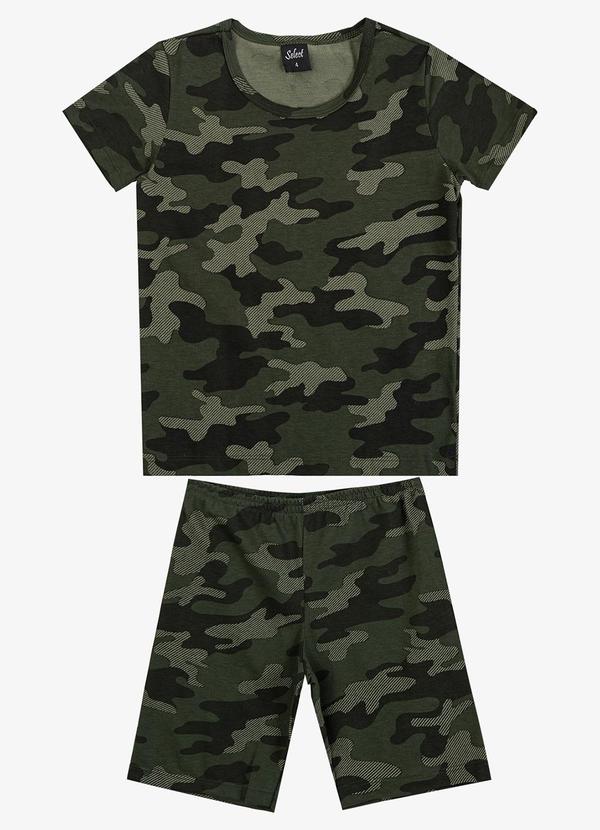 Vista 2 Pijama Infantil Camiseta e Bermuda Verde Select Select