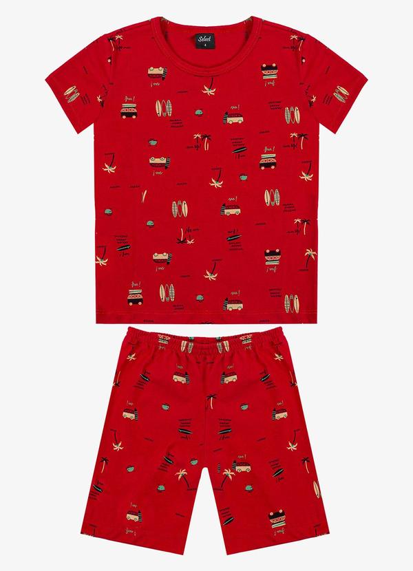 Vista 2 Pijama Infantil Camiseta e Bermuda Vermelho Select Select