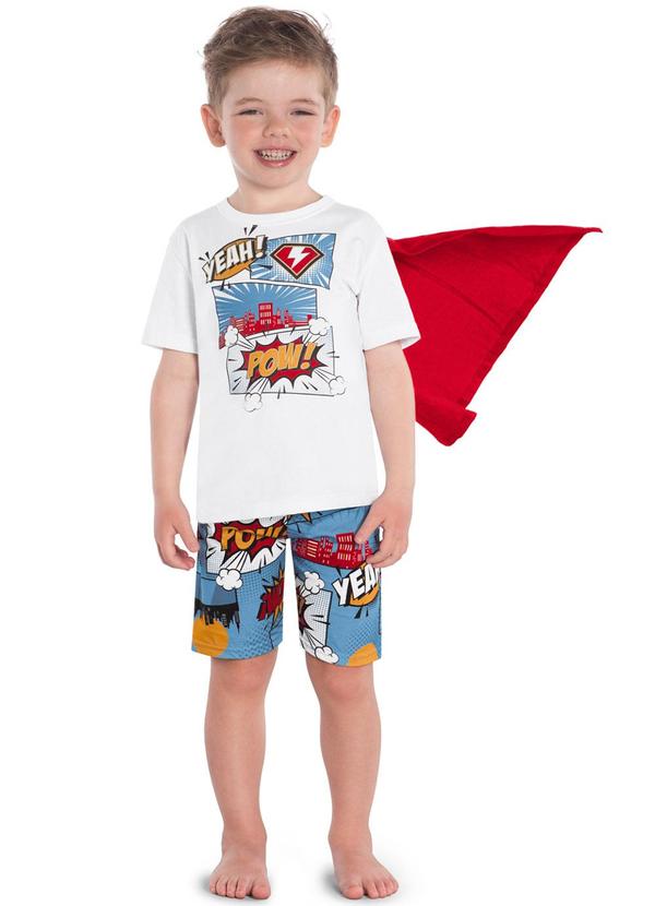 Vista 2 Pijama Infantil com Capa Menino Branco Kyly Kyly
