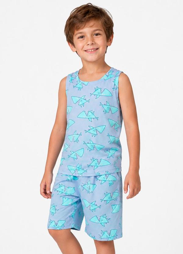 Pijama Infantil em Meia Malha Azul