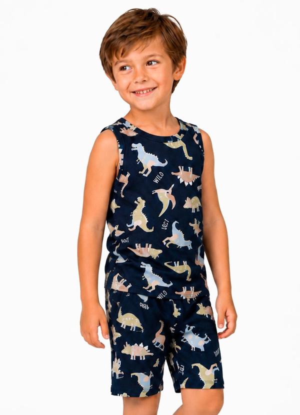 Pijama Infantil em Meia Malha Azul