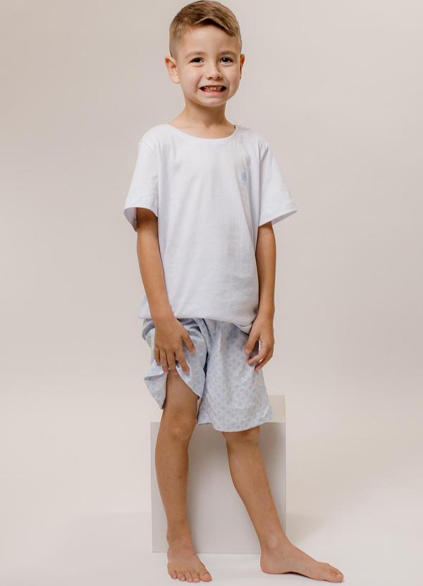 Pijama Infantil Manga Curta Algodão Branco