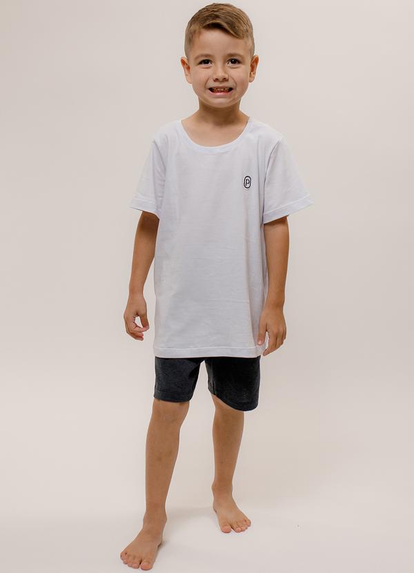 Pijama Infantil Manga Curta Algodão Branco