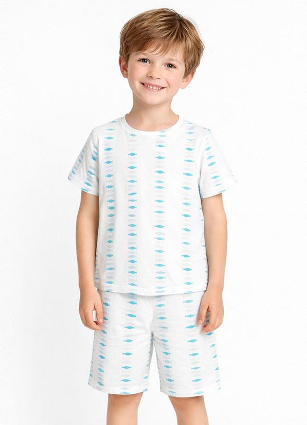 Pijama Infantil Masculino Blusa e Bermuda Bege