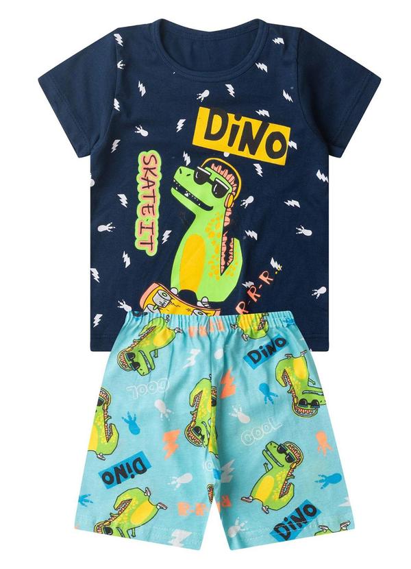 Vista 2 Pijama Infantil Masculino Brilha no Escuro Azul Select Select