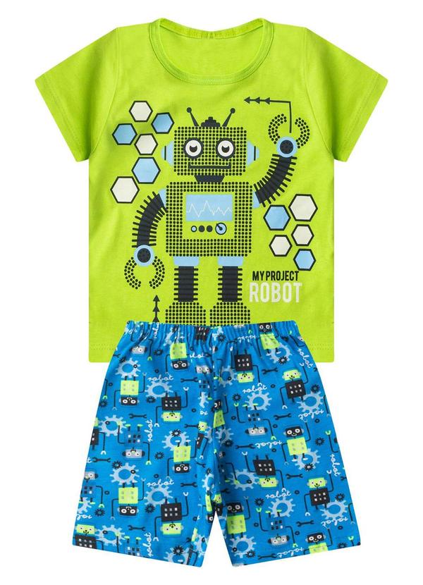 Vista 2 Pijama Infantil Masculino Brilha no Escuro Verde Select Select