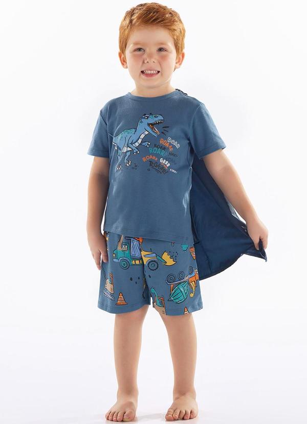 Pijama Infantil Masculino com Capa Azul