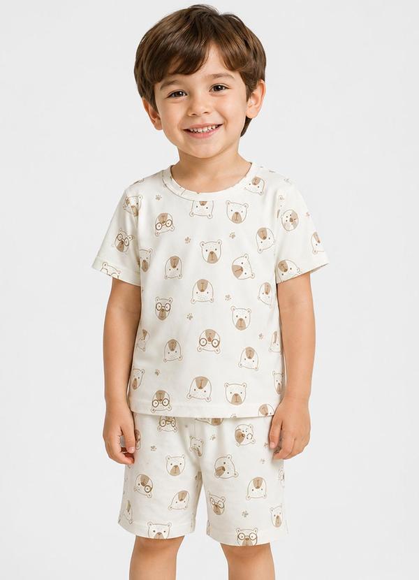 Pijama Infantil Masculino em Cotton Bege