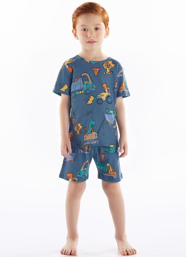 Vista 2 Pijama Infantil Masculino Suedine Azul Up Baby Up Baby