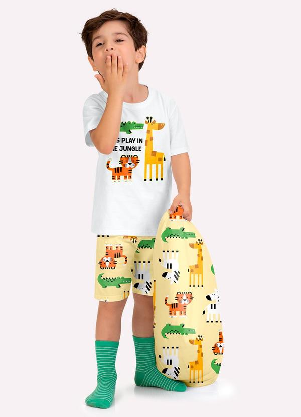 Pijama Infantil Menino Animais Branco