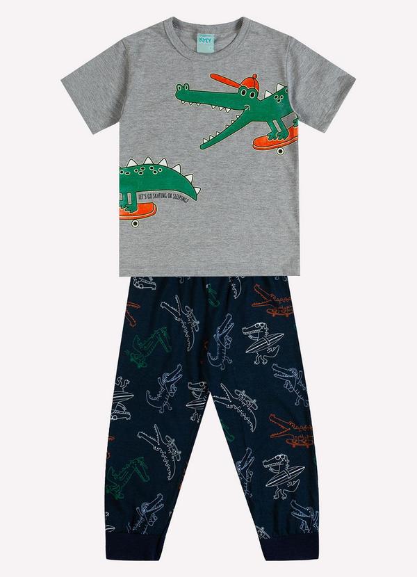 Pijama Infantil Menino Brilha no Escuro Cinza