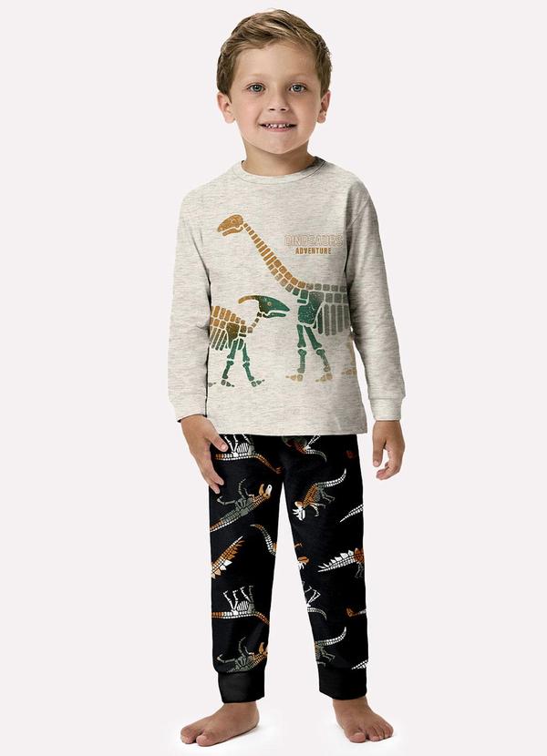 Vista 2 Pijama Infantil Menino Brilha no Escuro Cinza Kyly Kyly