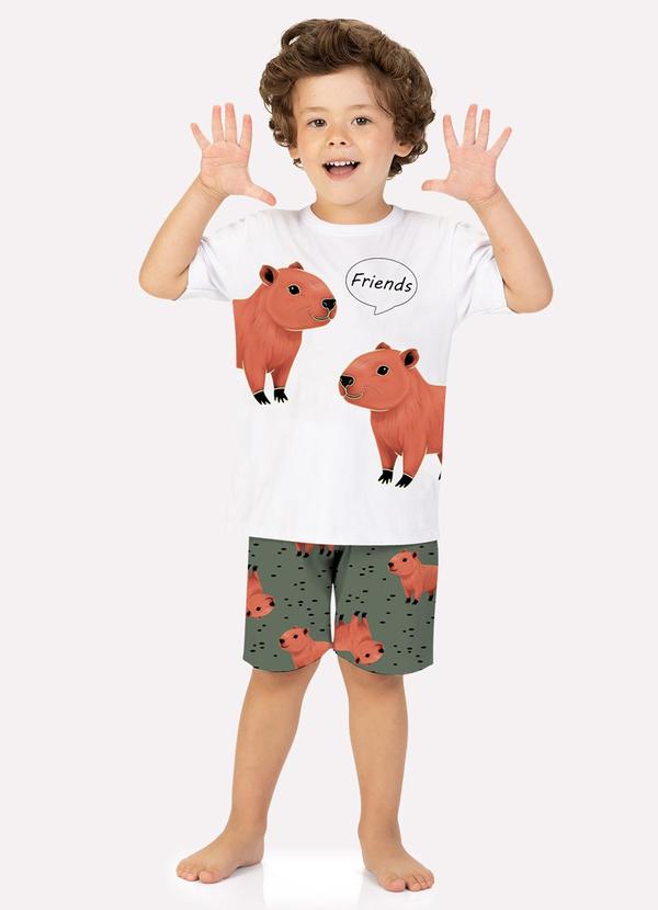 Pijama Infantil Menino Capivaras Branco