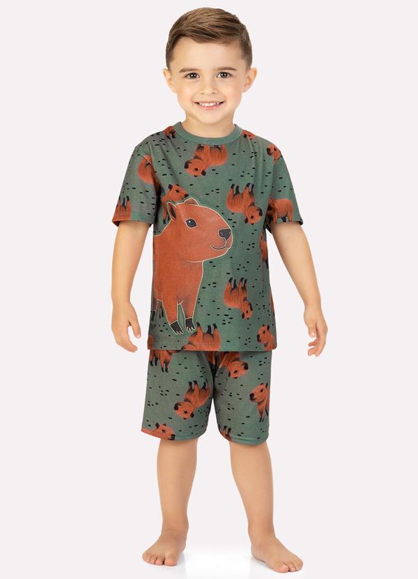 Pijama Infantil Menino Capivaras Verde
