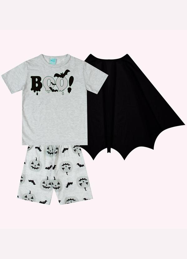 Vista 2 Pijama Infantil Menino com Capa Cinza Kyly Kyly