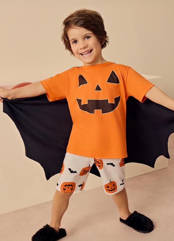 Vista 2 Pijama Infantil Menino com Capa Laranja Kyly Kyly