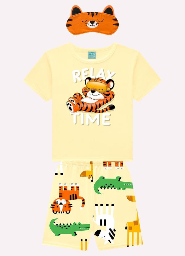 Pijama Infantil Menino com Máscara Amarelo