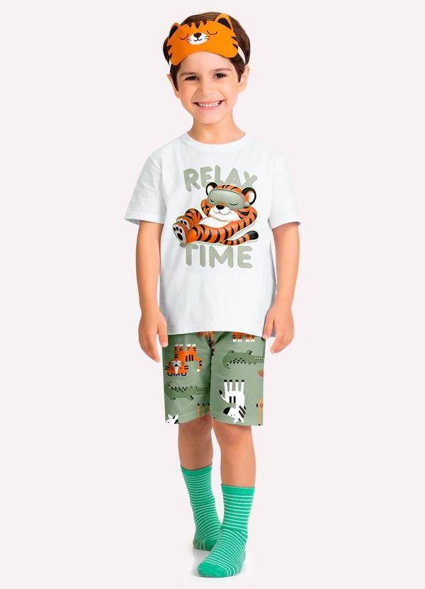 Pijama Infantil Menino com Máscara Branco