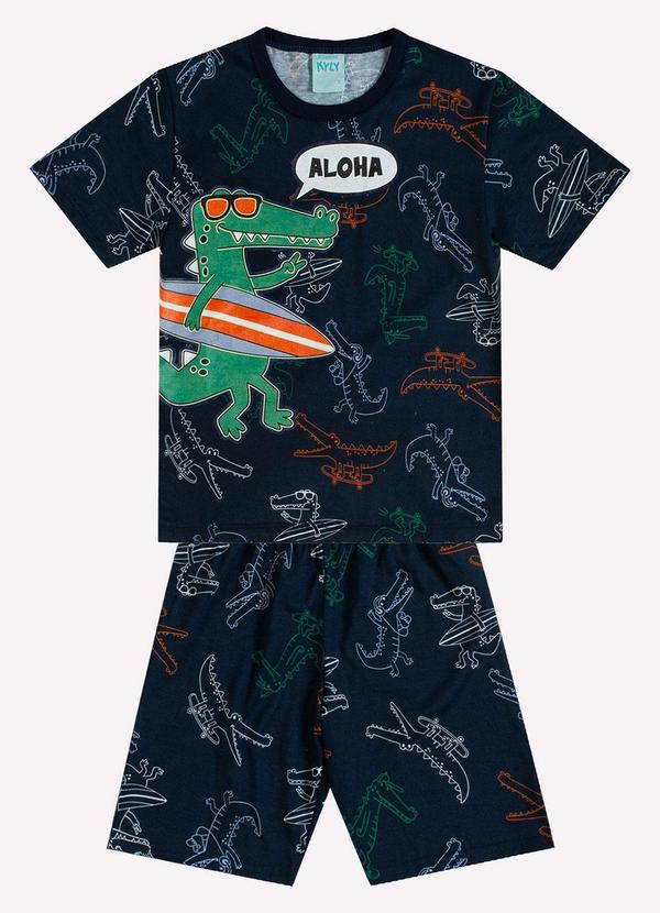Pijama Infantil Menino Jacaré Azul Marinho