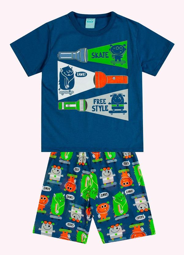 Pijama Infantil Menino Monstrinhos Azul