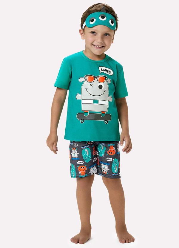 Pijama Infantil Menino Monstrinhos Verde