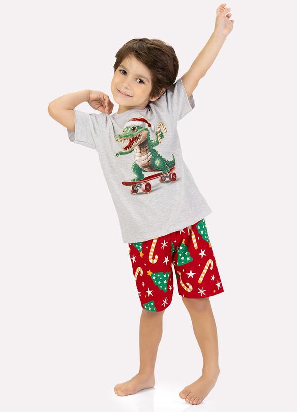 Pijama Infantil Menino Natal Cinza