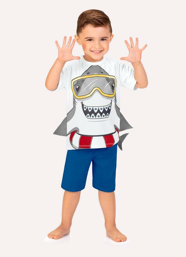 Pijama Infantil Menino Tubarão Branco