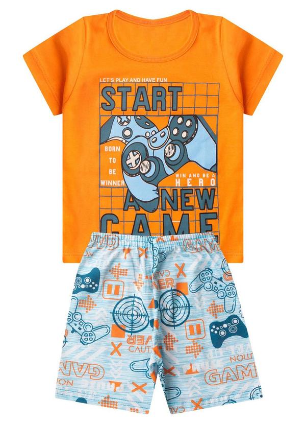 Vista 2 Pijama Masculino Brilha no Escuro Laranja Select Select