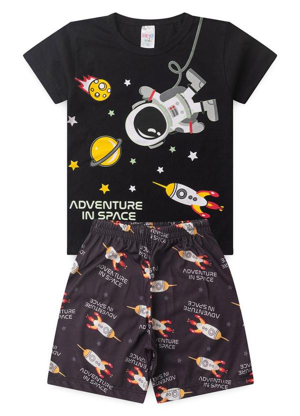 Vista 2 Pijama Masculino Verão Adventure Space Preto Atelie Da Crianca Atelie Da Crianca