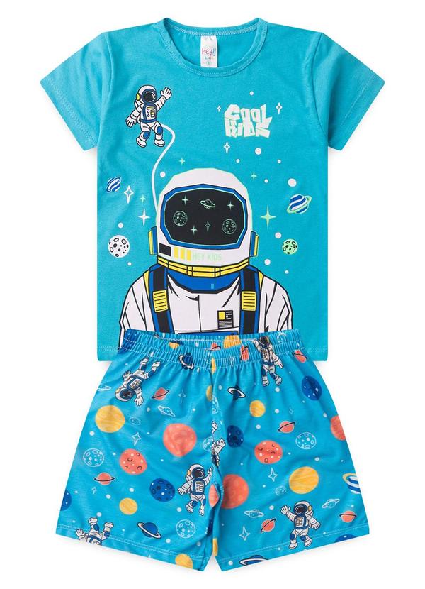 Pijama Masculino Verão Astronauta Azul