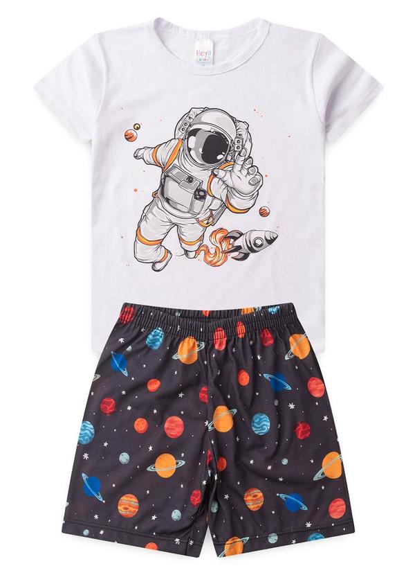 Vista 2 Pijama Masculino Verão Astronauta Branco Atelie Da Crianca Atelie Da Crianca