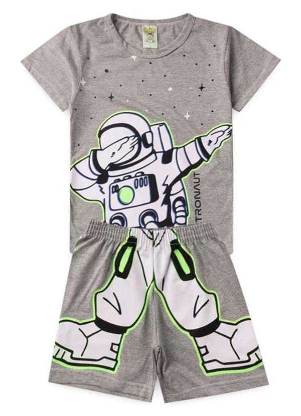 Pijama Masculino Verão Astronauta Cinza