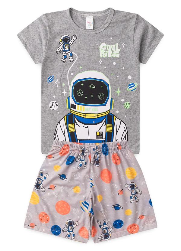 Vista 2 Pijama Masculino Verão Astronauta Cinza Atelie Da Crianca Atelie Da Crianca