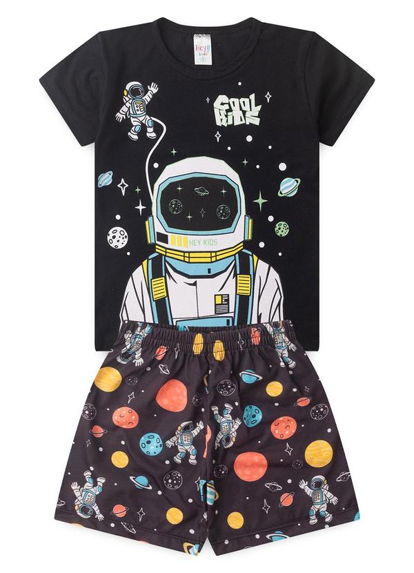 Pijama Masculino Verão Astronauta Preto