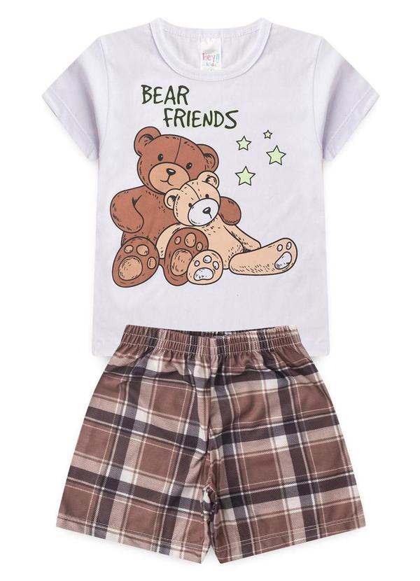 Vista 2 Pijama Masculino Verão Bear Friends Branco Atelie Da Crianca Atelie Da Crianca